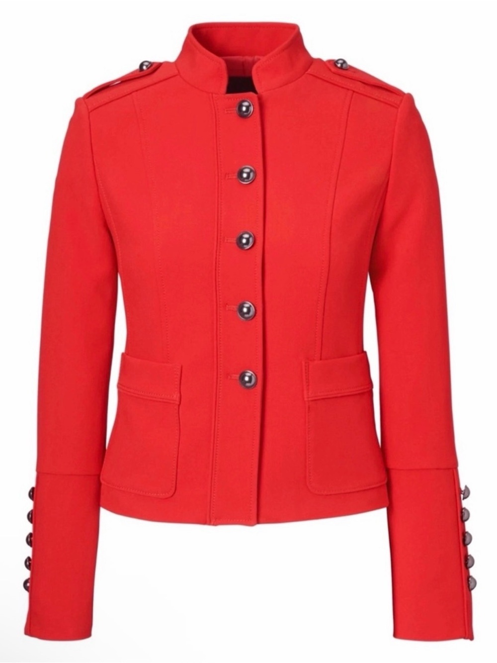 Banana Republic Red Military Style Stand Collar Jacket Sz 6